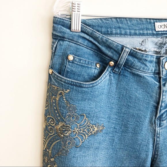 Vintage Cache Embroidered Flare Denim Jeans 12 - Picture 2 of 8